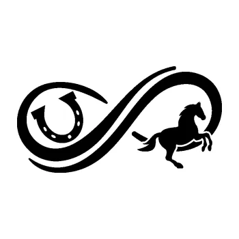 Samolepící dekorace SAMOLEPKA Infinity 005 pravá koník s podkovou (01 - černá) NA AUTO, NÁLEPKA, FÓLIE, POLEP, TUNING, VLASTNÍ TEXT, TISK, AUTOSAMOLEPKY.cz, POLEPY, OBRÁZEK, LOGO, SAMOLEPKY