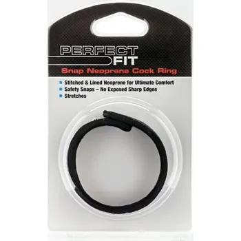 Perfect Fit Snap Neoprene Cock Ring, černý nastavitelný erekční kroužek