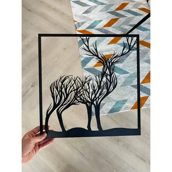 Vsepropejska Strom života jelen dekorace na zeď Rozměr (cm): 38 x 36, Dekor: Černá