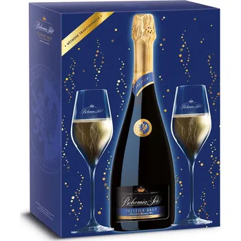 Bohemia Sekt Prestige Brut, 0,75 l + 2 sklenice dárkové balení