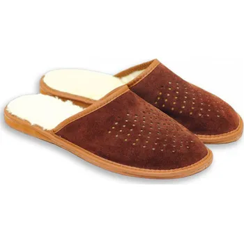 Pánská obuv Pánské kožené pantofle s ovčí vlnou Velikost: 45