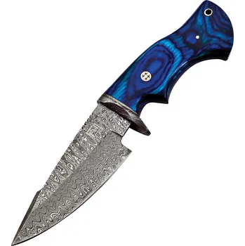 lovecký nůž Damascus Fixed Blade Guard Blue Pakkawood