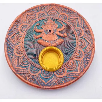 Vonná tyčinka Mani Bhadra Mani Bhadra Stojánek na vonné tyčinky a kužely Ganesha (bronze), 10 cm