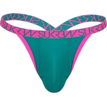 Pánské erotické prádlo Pánská tanga Sukrew Green-Pink Bubble Thong M, zeleno-růžová pánská tanga