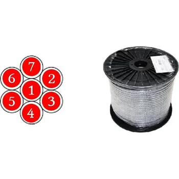 Horolezectví Lanko ocelové 1 mm (1x7) nosnost 24 kg, DIN 3052, Zn.