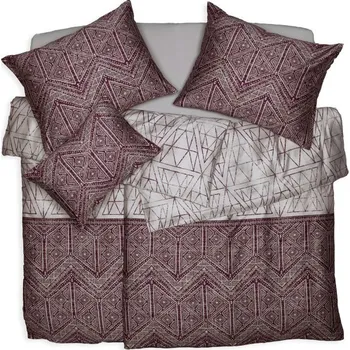 Povlečení SCANquilt povlečení SATÉN DESIGN freska béžovovínová 140 x 200/70 x 90 cm