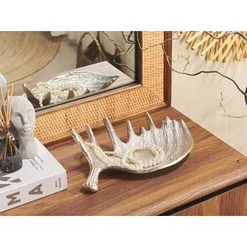 Dekorativní podnos stříbrný kovový ve tvaru parohů losa dekorační doplněk do interiéru Beliani