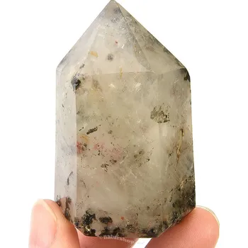 Přírodní kámen Křišťál s inkluzemi broušená špice 104g