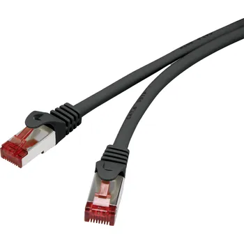 Datový kabel Renkforce RF-4737378 RJ45 síťové kabely, propojovací kabely CAT 6 S/FTP 0.50 m černá s ochranou, pozlacené kontakty, samozhášecí 1 ks