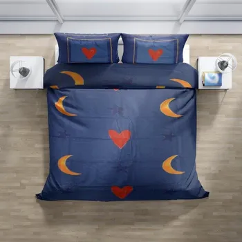 Povlečení Top textil Flanelové povlečení Modré srdce 135x200, 80x80cm, modré