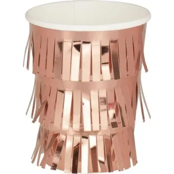 Party dekorace Ginger Ray Kelímky střapcové růžové zlato 8 ks