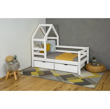 Dětská postel MAXIDO Dětská domečková postel Dora - dva šuplíky 160x80 bílá (Český výrobek)