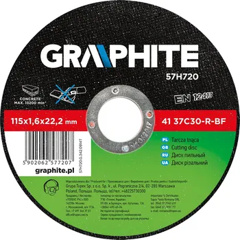 Řezný kotouč Graphite Kotouč na řezání kamene 115 x 1,6 x 22,2 mm