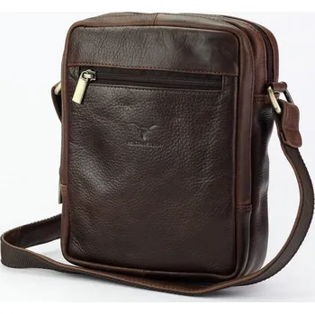 Středně velká pánská kožená crossbody taška Money Kepper no. 1552 tmavěhnědá