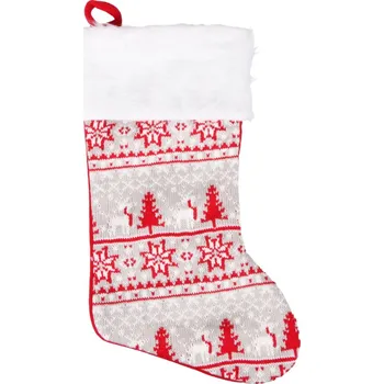 Vánoční dekorace Mikulášská ponožka s vánočním zdobením 46 cm