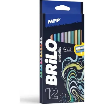 Pastelka MFP MFP, 6300625. Brilo Metallic, trojhranné pastelky s ořezávátkem, metalické, 12 ks