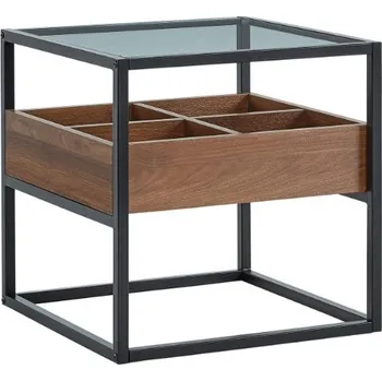 Konferenční stolek Konferenční stolek sklo/ořech/černá 50x50x50 HARMONY B