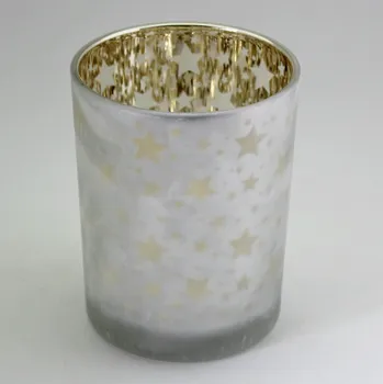 Svícen Svícen sklo pr.7,3V8cm bílá/zlatá (1651417)