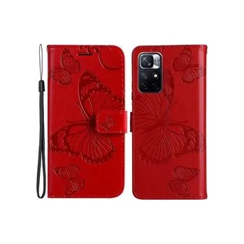 Pouzdro na mobilní telefon Knížkové pouzdro obal Poco M4 Pro 5G - motýlci červení