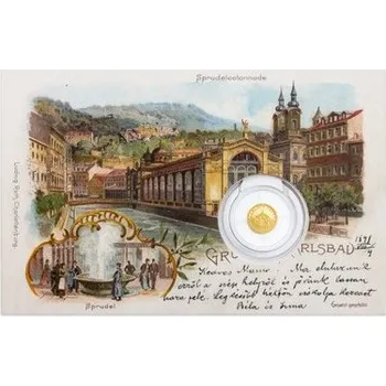 2019 - Zlatá mince 5 NZD Karlovy Vary - Tržní kolonáda - Dobové pohlednice