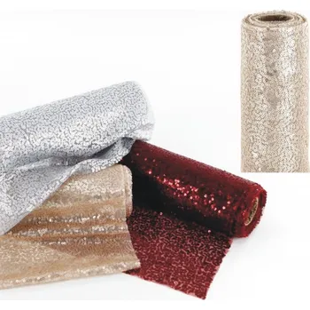 Svatební dekorace Tyl jemný s flitry - champagne - 30cm - 2 m