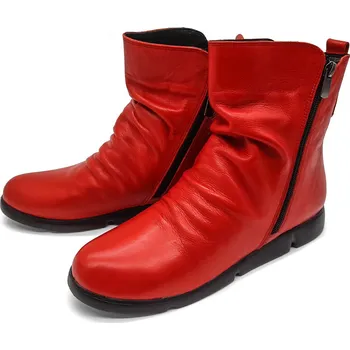 Dámská zimní obuv Dámské kotníkové boty na dva zipy 086-04738 WILD červená Barva: červená, Velikost: 41