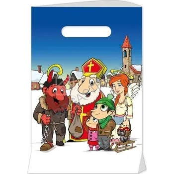 Vánoce Mikulášská taška PE s průhmatem 20 x 30 cm modrá S