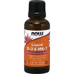 NOW Tekutý vitamin D3 & K2 MK-7, 500 IU & 20 ug v 1 kapce, 30 ml Doplněk stravy