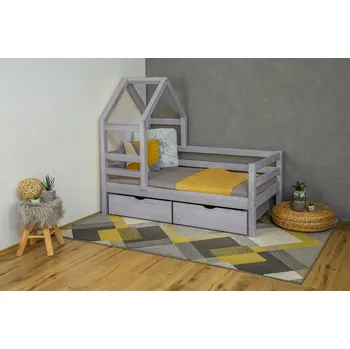 Dětská postel MAXIDO Dětská domečková postel Dora - dva šuplíky 160x80 šedá (Český výrobek)