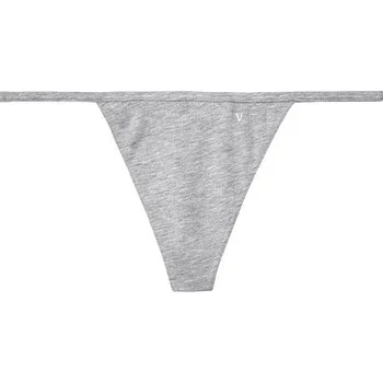 Kalhotky Victoria's Secret sexy šedá tanga Stretch Cotton V-string Panty Velikost: XS, Barva: Šedá