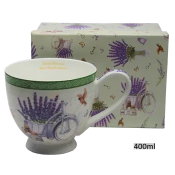 Queen Isabell Collection Porelánový jumbo hrníček, Levandule v dárkové krabičce - 400 ml