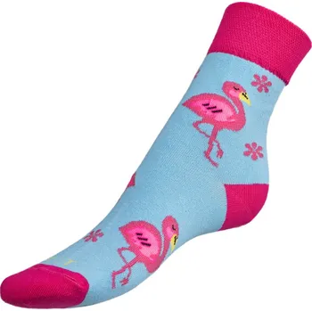 Dámské ponožky Bellatex Ponožky Plameňák modrá, růžová vel. 43-46