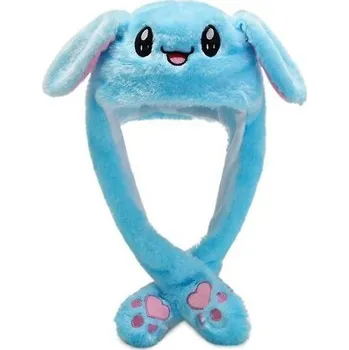 Karnevalový doplněk Svítící plyšová čepice s pohyblivýma ušima králík modrá