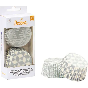 Party nádobí Košíčky na muffiny stříbrno-bílé 36 ks de0339842