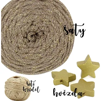 Vánoční dekorace MoVe balíček Sada na výrobu andělů - s křídly z plsti - s lurexem - LIMITOVANÁ edice Andělka s křídly z plsti - lurex: 05 Šaty kávová s metalickou zlatou + zlatá hvězda + zlatý zvoneček