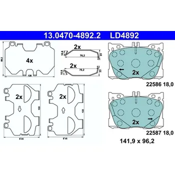 Brzdová destička Sada brzdových destiček, kotoučová brzda ATE 13.0470-4892.2