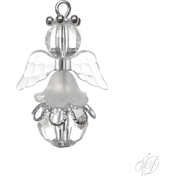 Vánoční ozdoba Veronika Designs Korálkový andělíček pro štěstí T délka 3 - 4 cm stříbrná
