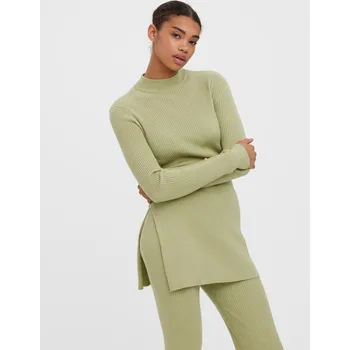 Dámský svetr Vero Moda dámský prodloužený žebrovaný svetr Gold Rib zelený Velikost: M