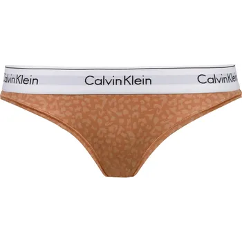 Kalhotky Dámské kalhotky F3787E 796 hnědá/vzor - Calvin Klein hnědá/vzor S