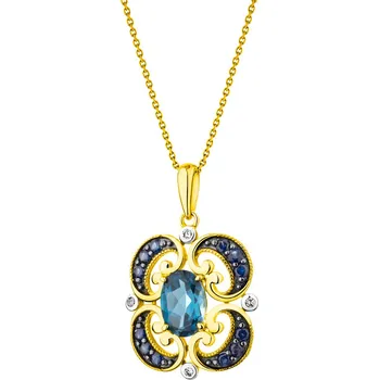 Přívěsek Zlatý přívěsek s diamanty, safíry a topazem London Blue - ryzost 585 - 203.174
