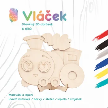 Dřevěná hračka Vláček - Dřevěná 3D omalovánka