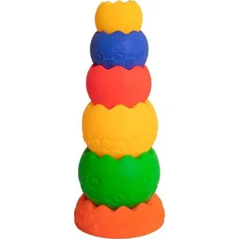 Hračka pro nejmenší Hencz Toys Interaktivní pyramida Skořápky - 6 dílů - pestrobarevná
