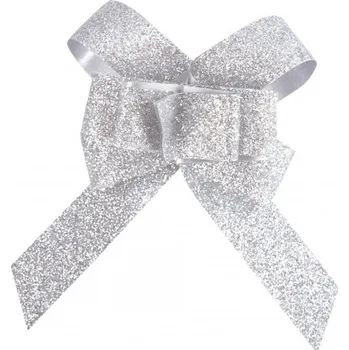 Party dekorace Santex Mašle stahovací glitrová stříbrná 10 ks