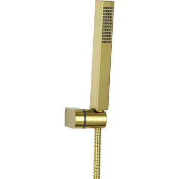 Tyč na sprchový závěs Invena Glamour, bodová ruční sprchová sada s 1-funkční sprchovou hlavicí, zlatá lesklá, INV-AU-05-M09-S