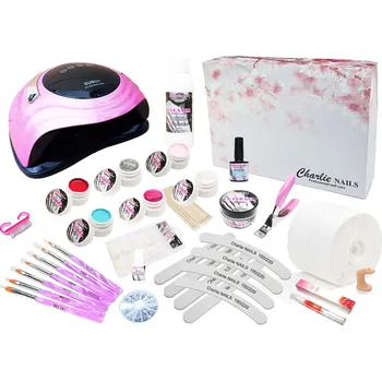 Charlie Nails Startovací sada na gelové nehty XXL 168W růžová perleť