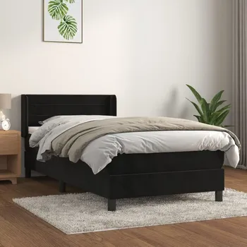 Postel vidaXL Box spring postel s matrací 90x200 cm samet [3130999] Barva: Černá