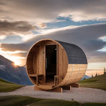 Sudová sauna z thermowood s terasou LUMA COMFORT – včetně montáže - VMS-SB-RT-229-260- komplet