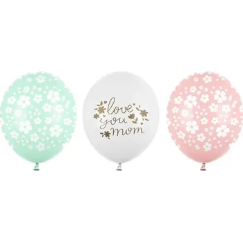 PartyDeco Balónek latexový "Love you Mom" mix 30 cm 1 ks