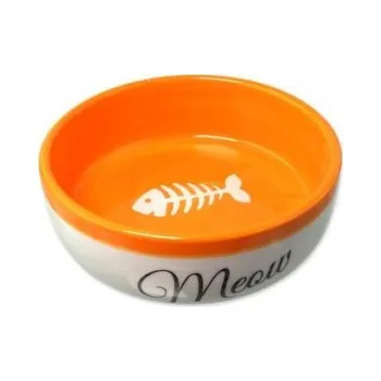 miska pro kočku Miska Magic Cat keramická bílá/oranžová Meow