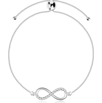 Náramek Nastavitelný stříbrný náramek 925 - symbol nekonečna s briliantem, kulaté výstupky